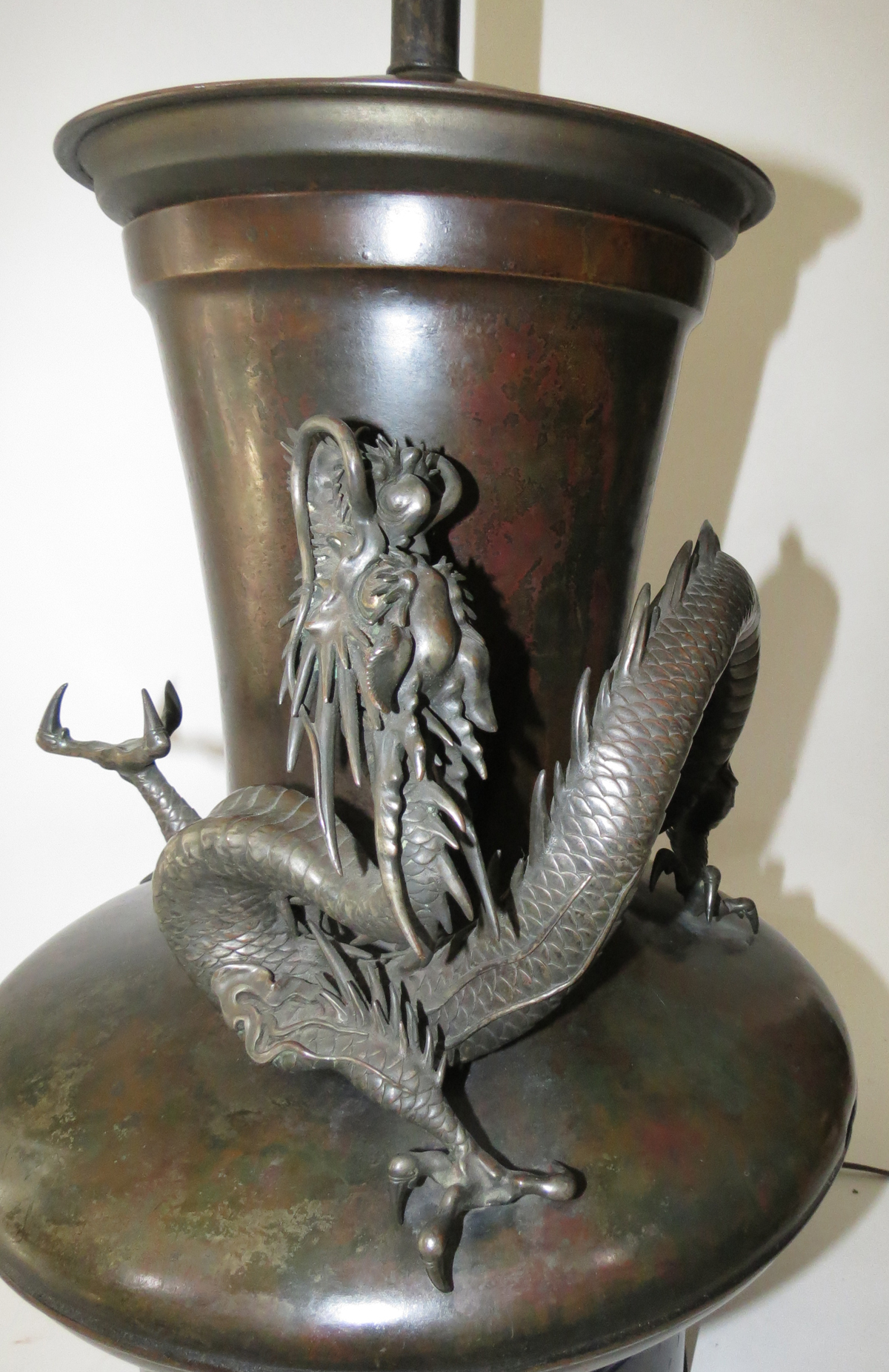 19th Century Bronze Dragon Lamp Modernism